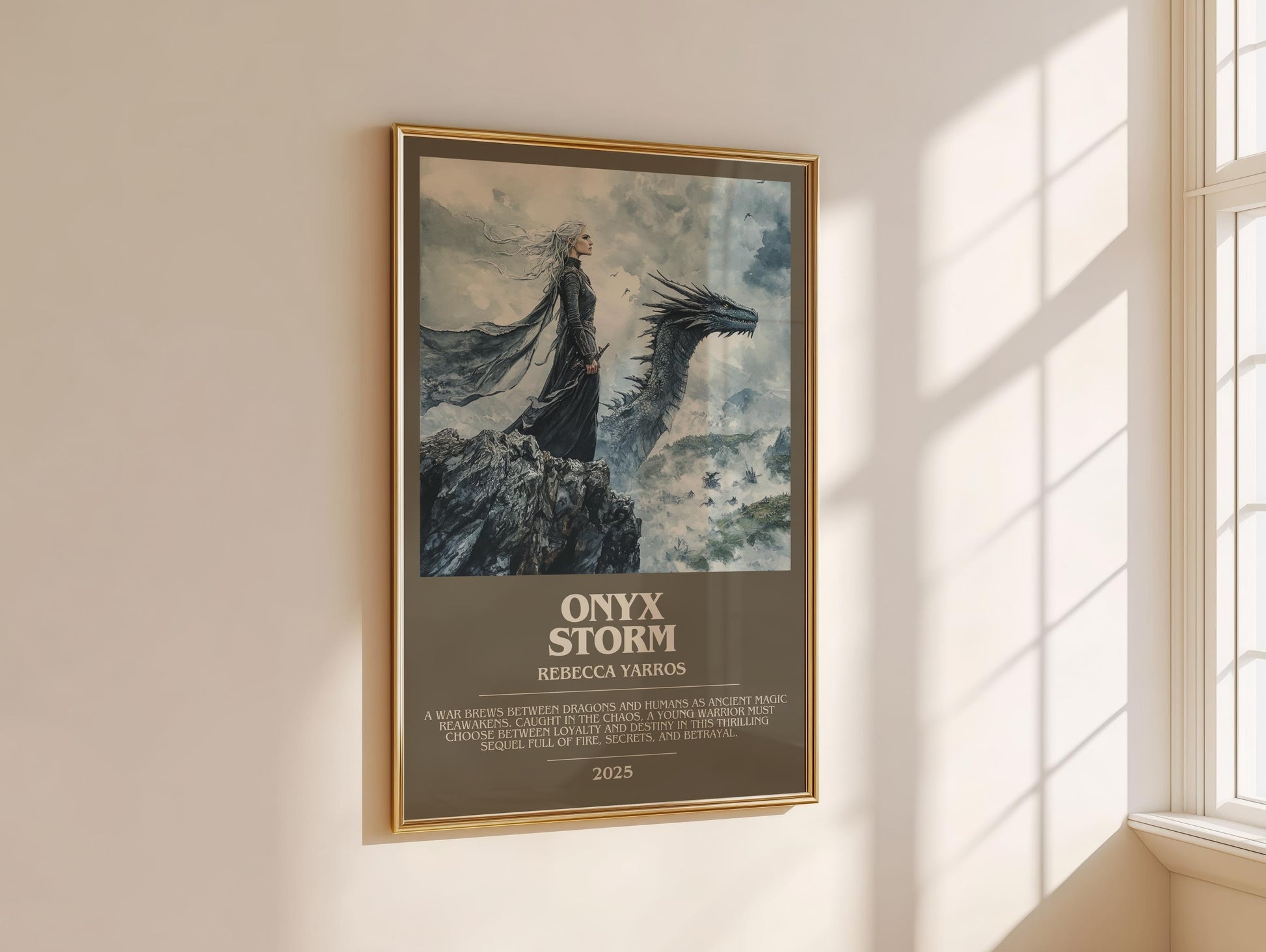 Onyx Storm bookish book poster framed on wall – fantasy wall art