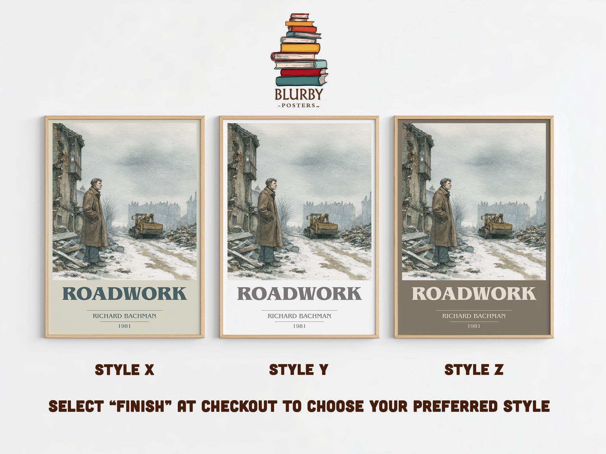Roadwork by Richard Bachman | Book Poster | Literary Art Gift For Book Lover | Novel Inspired Wall Art | Free Delivery