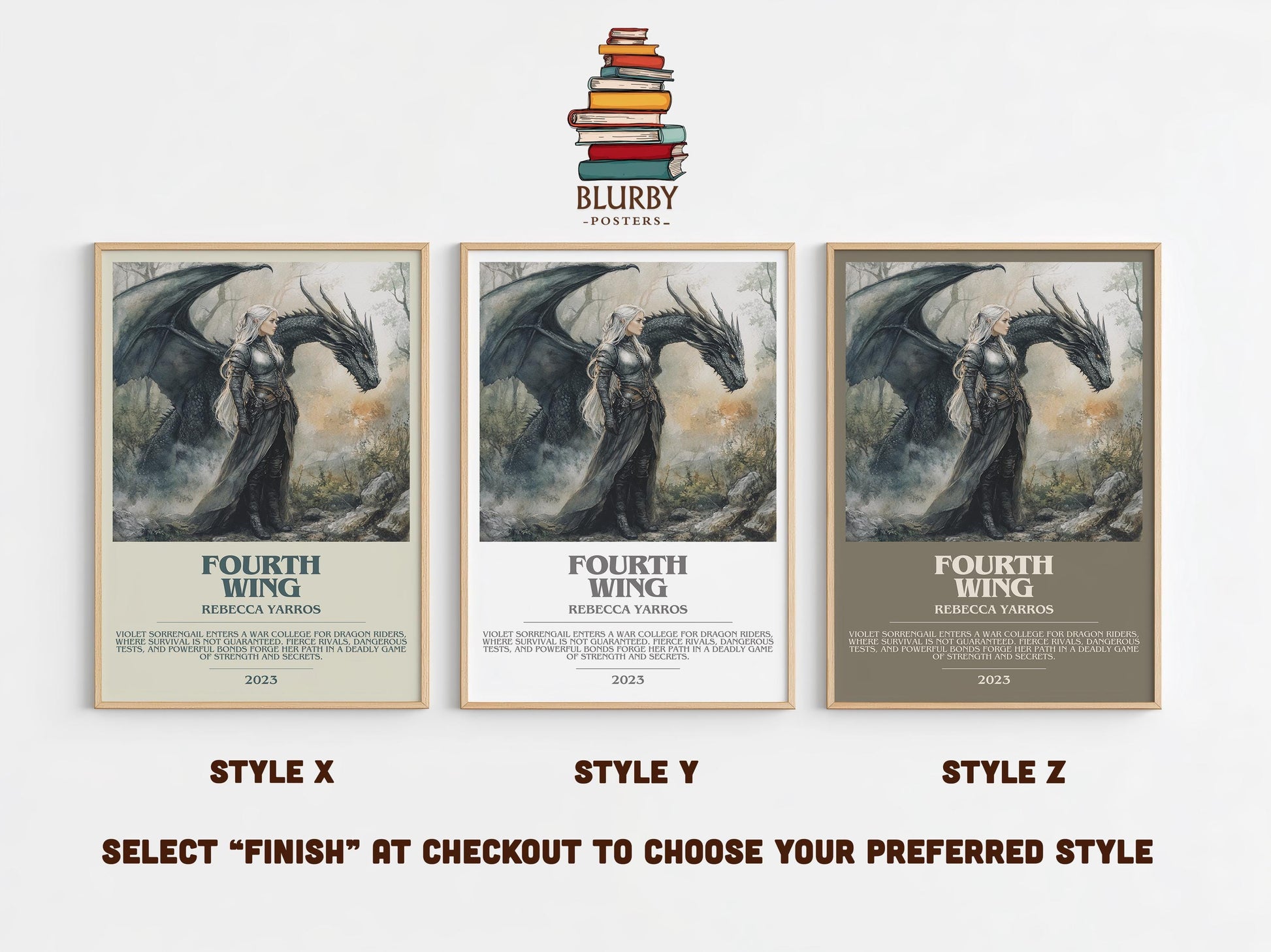 Fourth Wing by Rebecca Yarros | Descriptive Modern Book Art | Poster