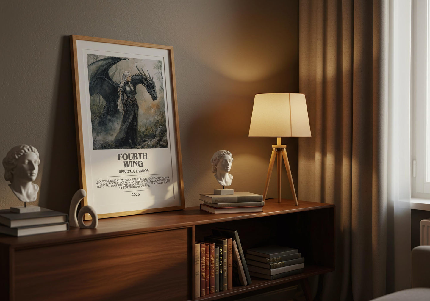 Fourth Wing by Rebecca Yarros | Descriptive Modern Book Art | Poster