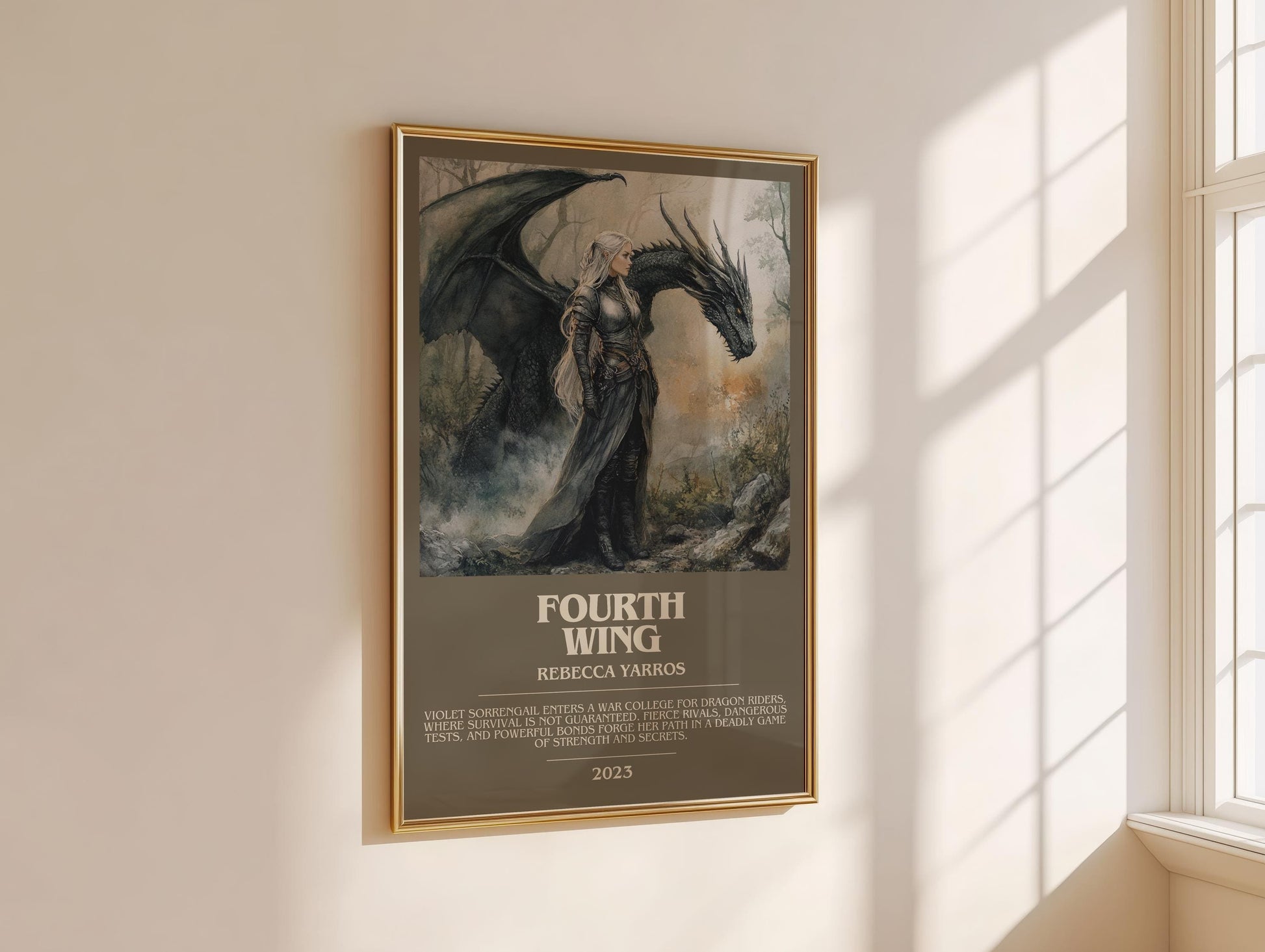 Fourth Wing by Rebecca Yarros | Descriptive Modern Book Art | Poster