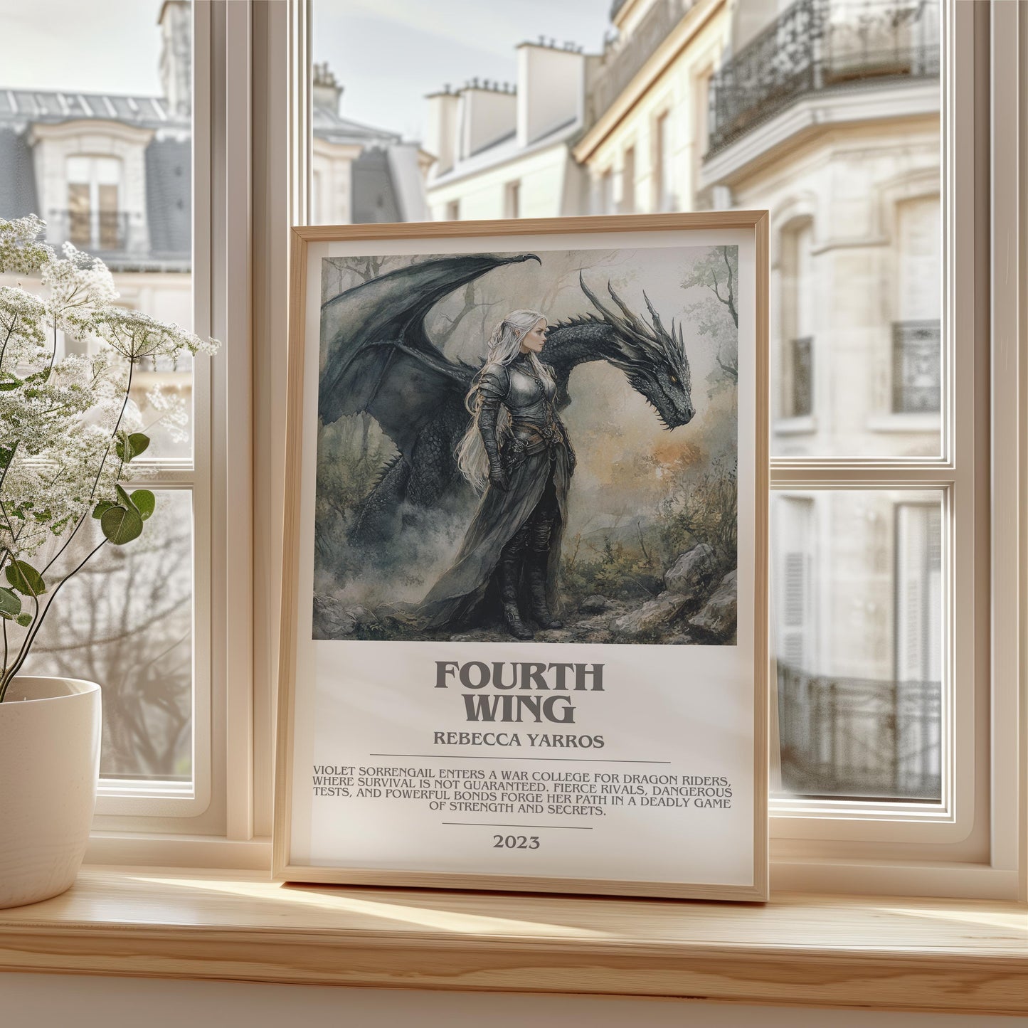 Fourth Wing by Rebecca Yarros | Descriptive Modern Book Art | Poster