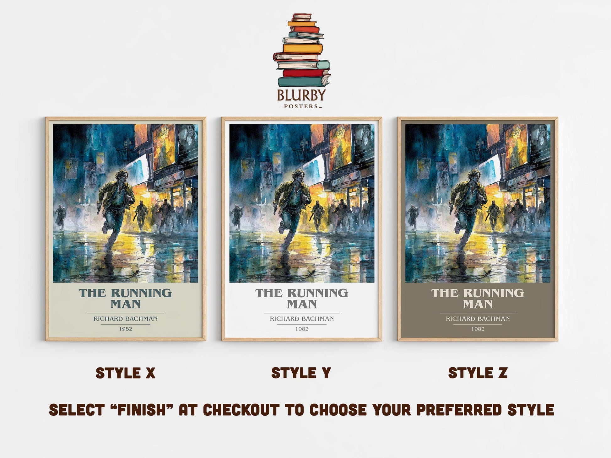 The Running Man by Richard Bachman | Book Poster | Literary Art Gift For Book Lover | Novel Inspired Wall Art | Free Delivery