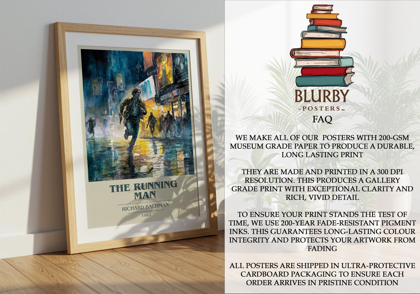 The Running Man by Richard Bachman | Book Poster | Literary Art Gift For Book Lover | Novel Inspired Wall Art | Free Delivery