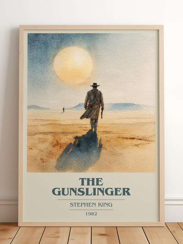 The Gunslinger book cover print in frame leaning in hallway – fantasy wall art