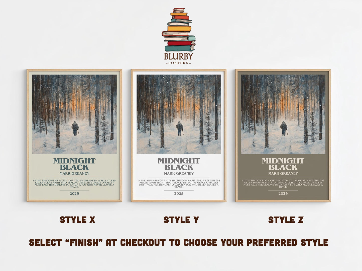 Midnight Black bookish poster colour and style options – Mark Greaney book art