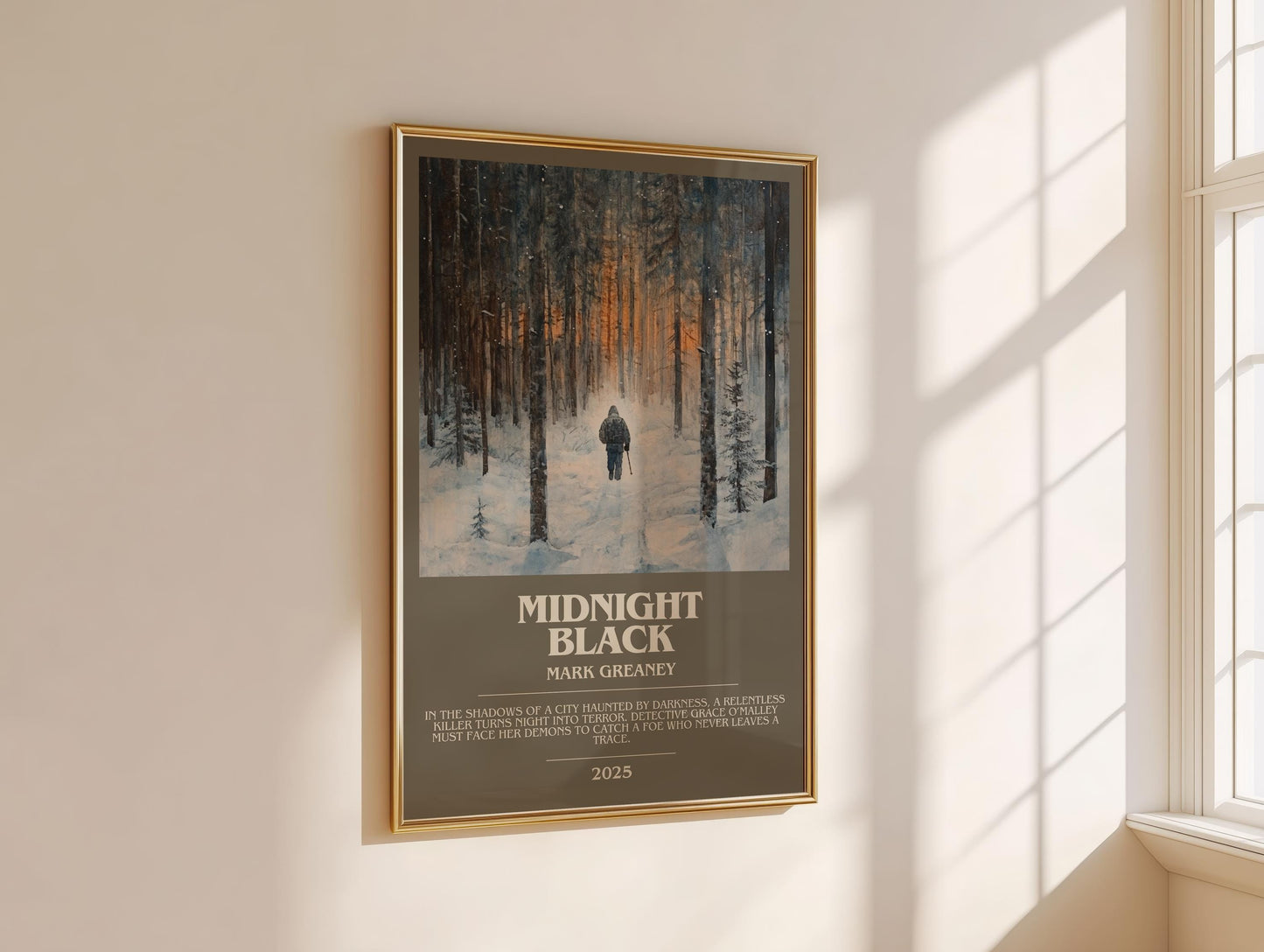 Midnight Black bookish book poster framed on wall – thriller wall art