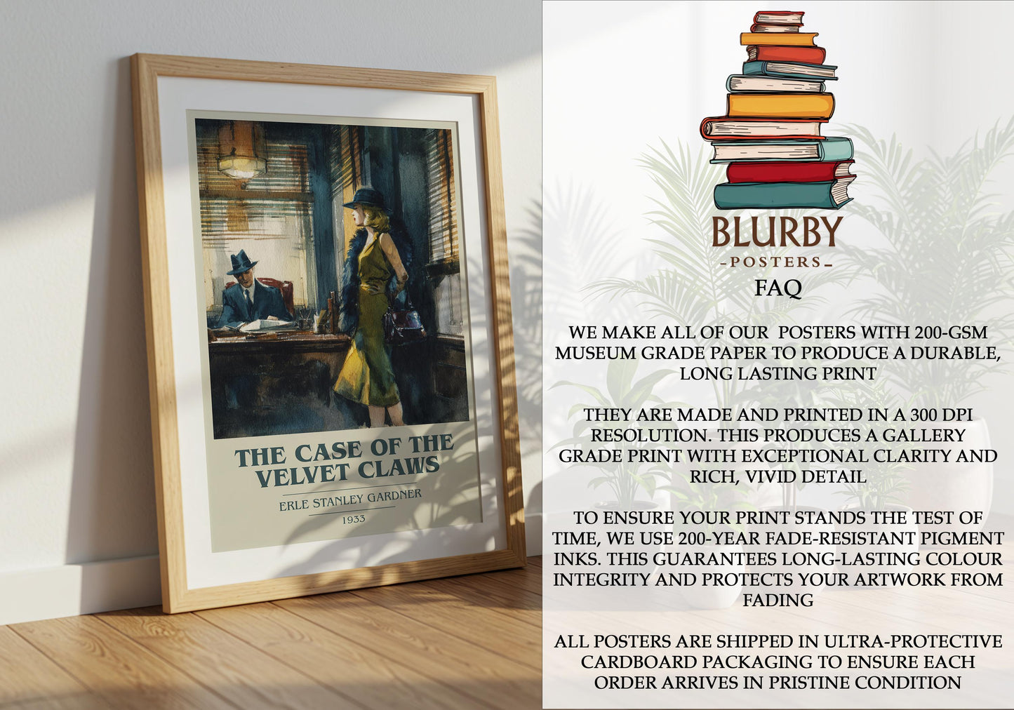 The Case Of The Velvet Claws by Erle Stanley Gardner | Book Poster | Literary Art Gift For Book Lover | Novel Inspired Wall Art