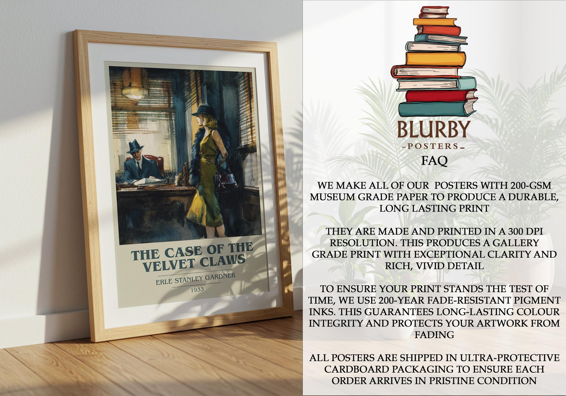 The Case Of The Velvet Claws by Erle Stanley Gardner | Book Poster | Literary Art Gift For Book Lover | Novel Inspired Wall Art