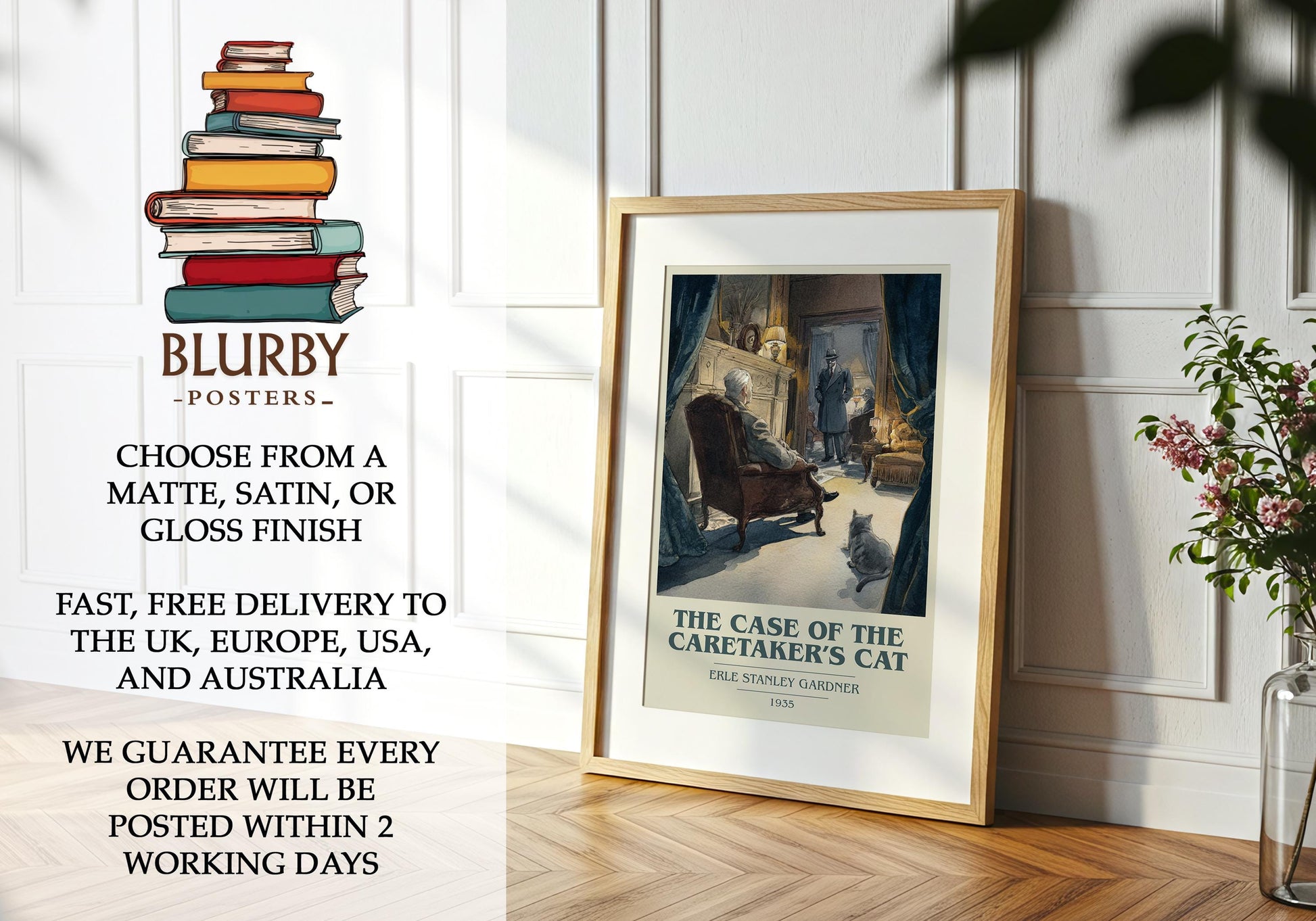 The Case Of The Caretaker's Cat by Erle Stanley Gardner | Book Poster | Literary Art Gift For Book Lover | Novel Inspired Wall Art
