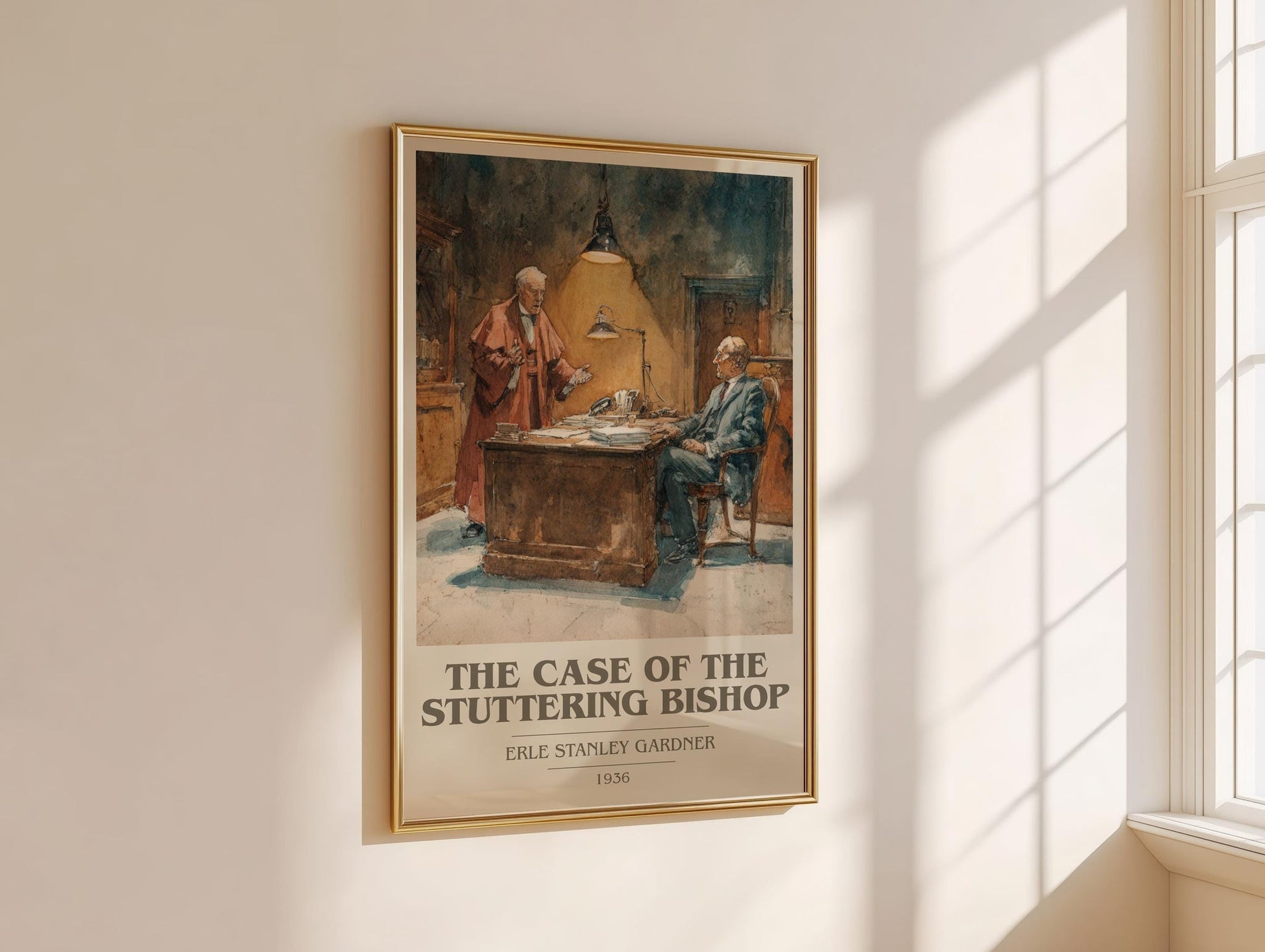 The Case of the Stuttering Bishop book cover book poster framed on wall – mystery wall art