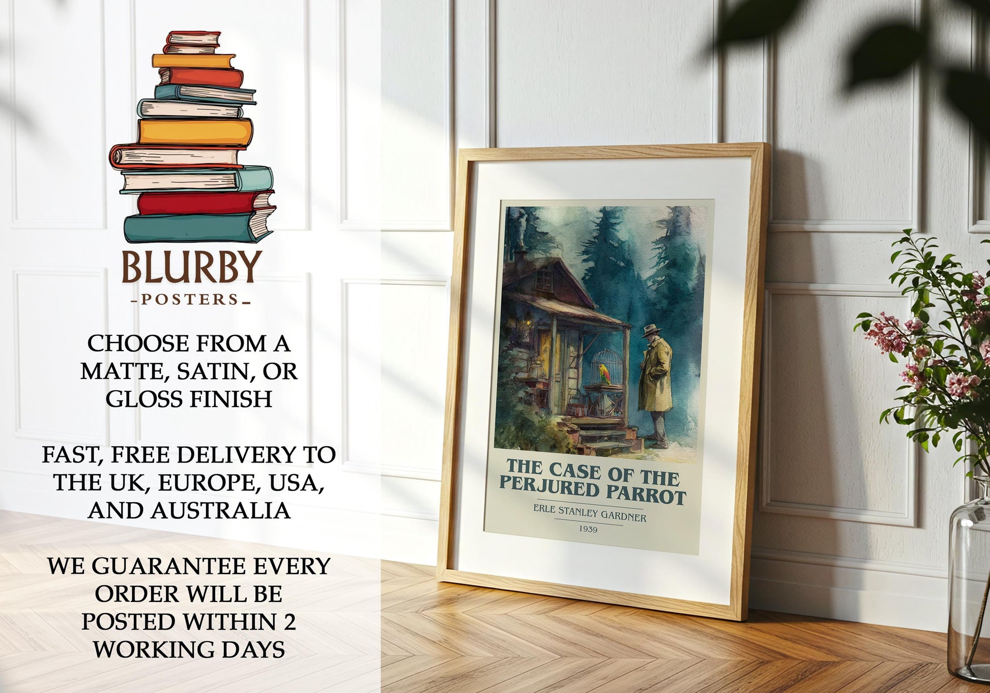 The Case Of The Perjured Parrot by Erle Stanley Gardner | Book Poster | Literary Art Gift For Book Lover | Novel Inspired Wall Art