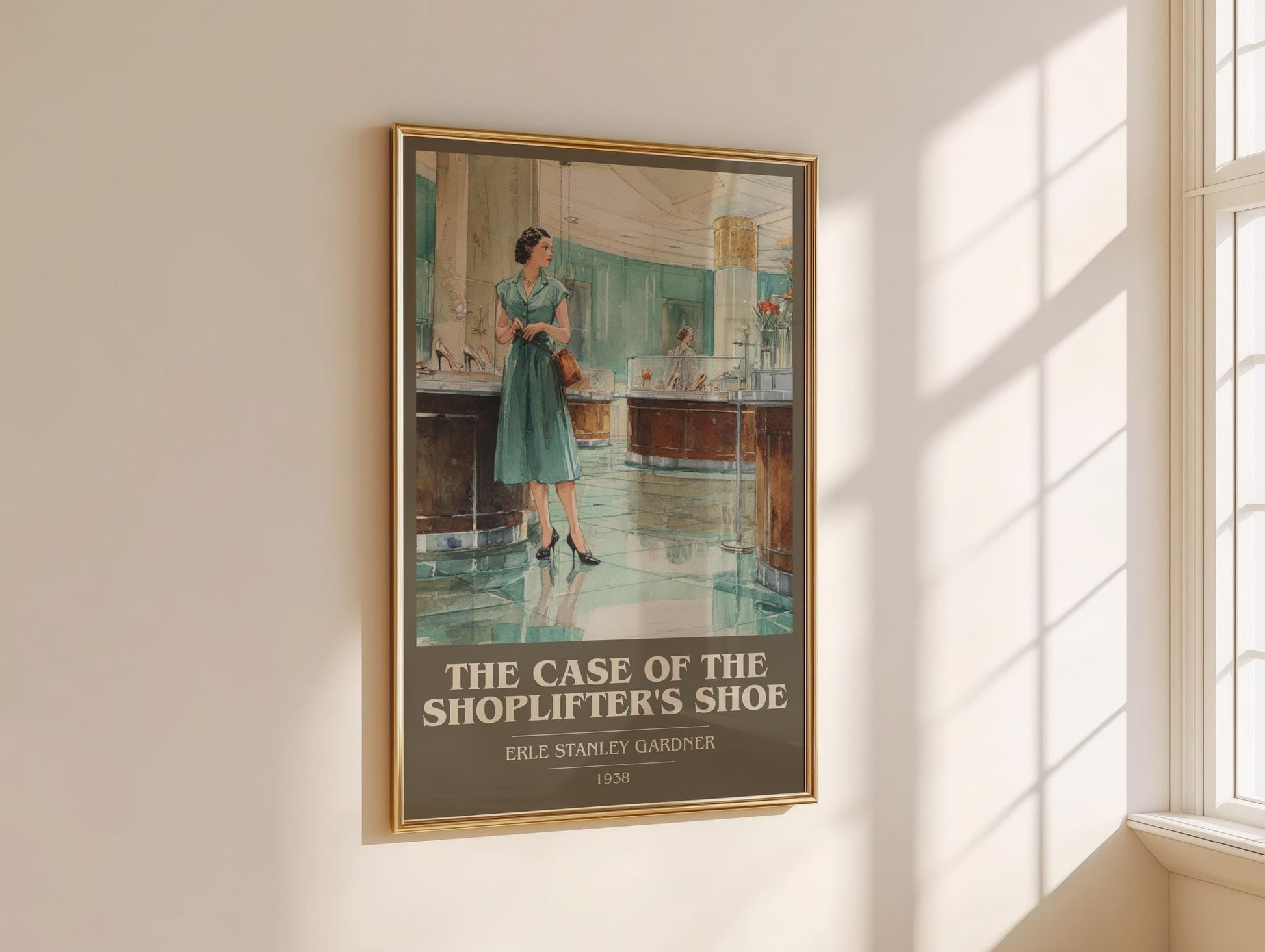 The Case of the Shoplifter's Shoe book cover book poster framed on wall – mystery wall art