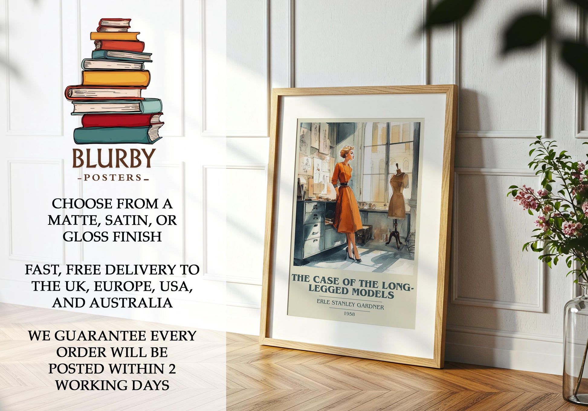 The Case Of The Long-Legged Models by Erle Stanley Gardner | Book Poster | Literary Art Gift For Book Lover | Novel Inspired Wall Art
