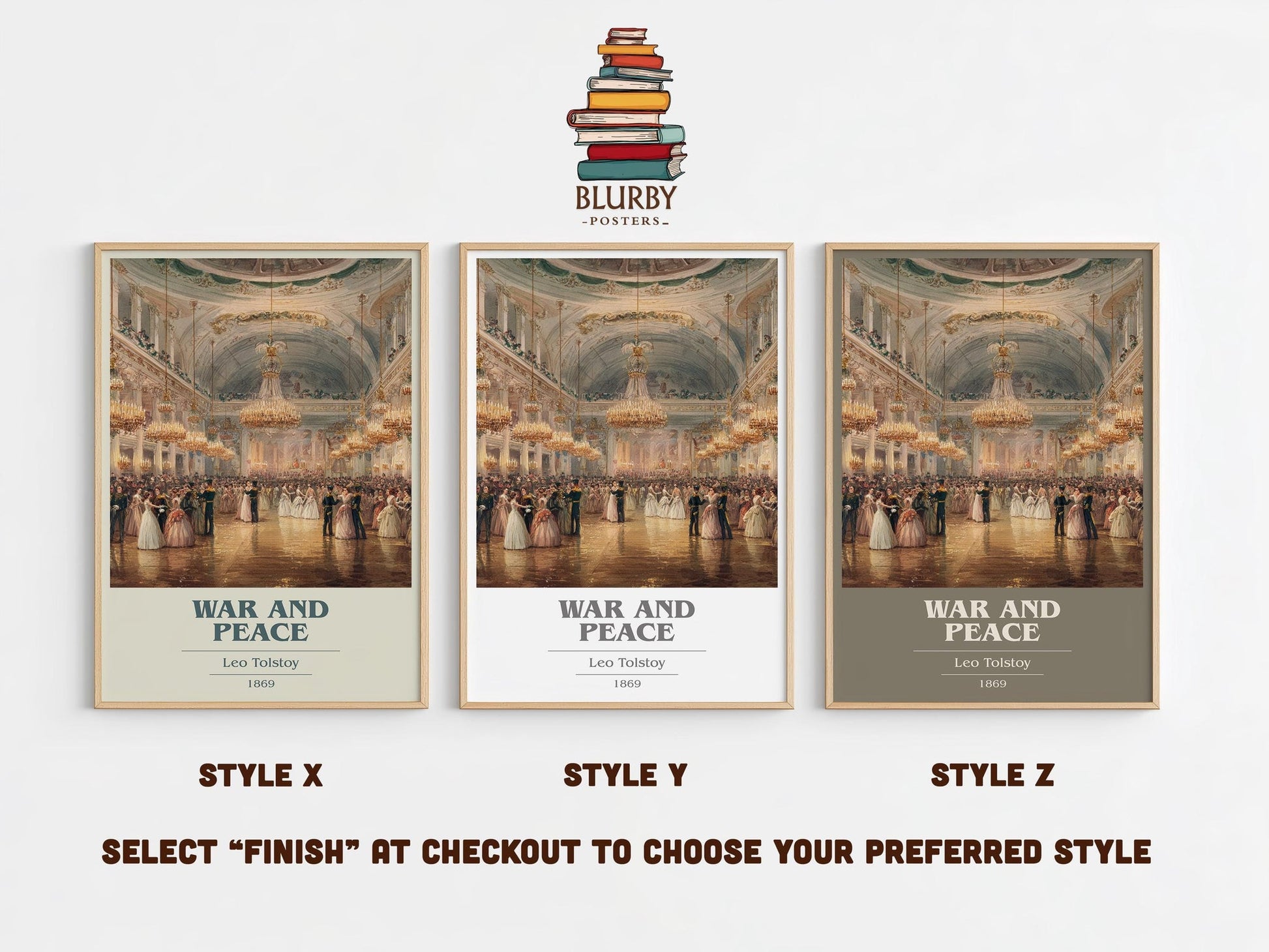 War and Peace book cover poster colour and style options – Leo Tolstoi book art