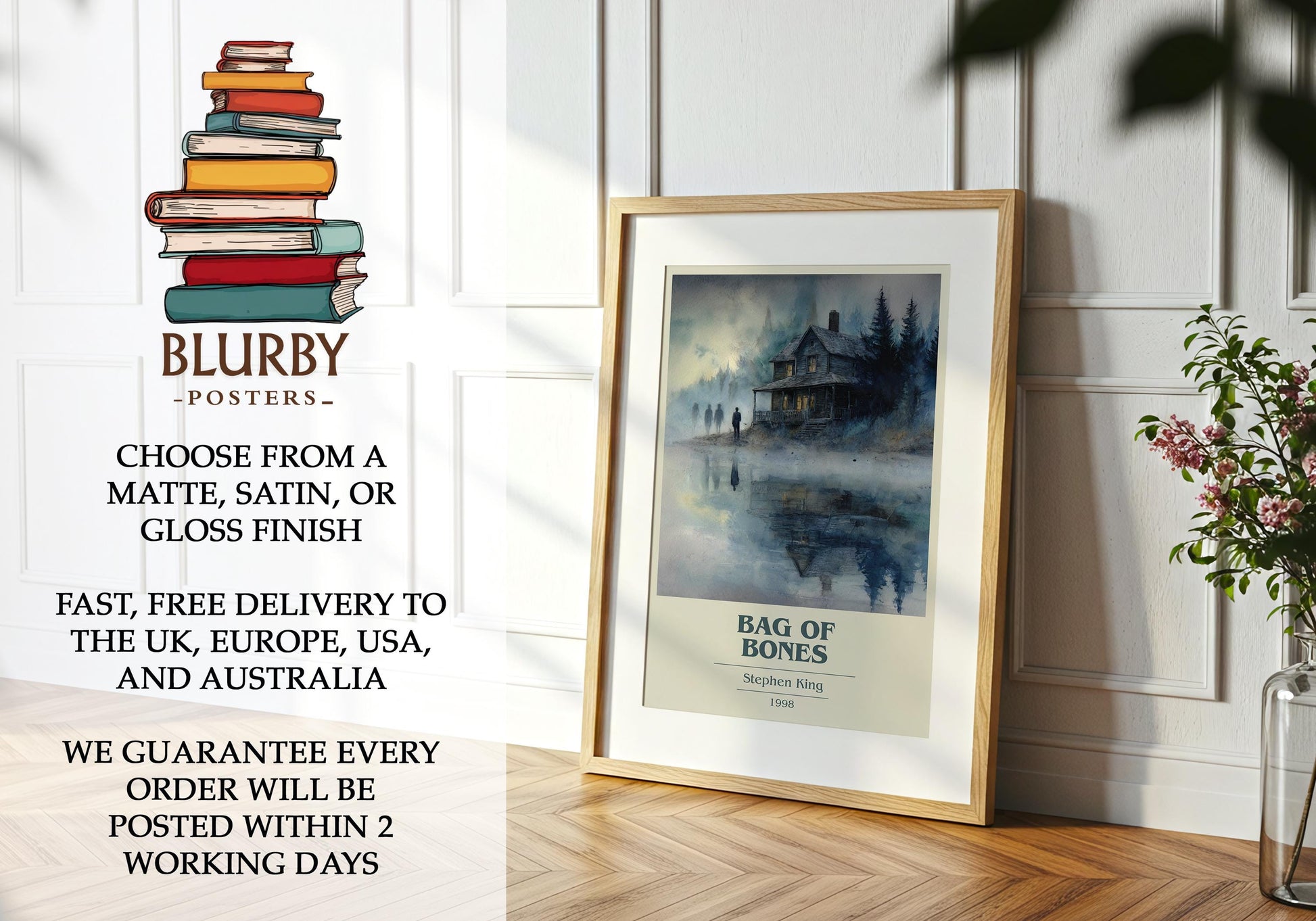 Bag of Bones by Stephen King | Book Poster | Literary Art Gift For Book Lover | Novel Inspired Wall Art | Free Delivery