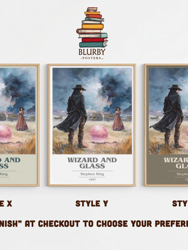 Wizard and Glass book cover print in frame leaning in hallway – fantasy wall art