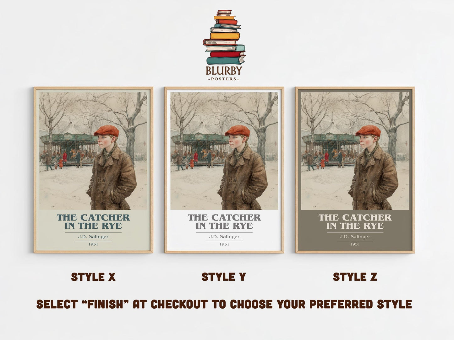The Catcher in the Rye book cover poster colour and style options – J. D. Salinger book art
