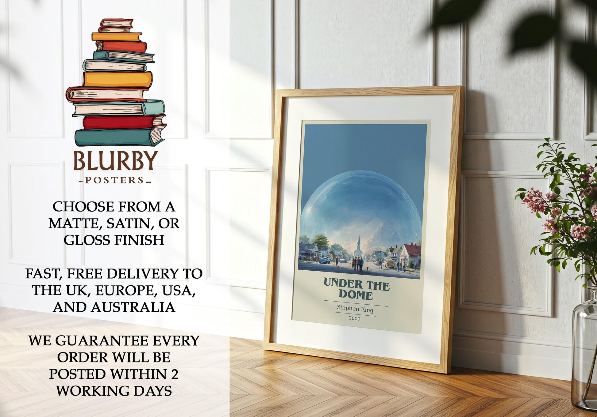 Under The Dome by Stephen King | Book Poster | Literary Art Gift For Book Lover | Novel Inspired Wall Art | Free Delivery