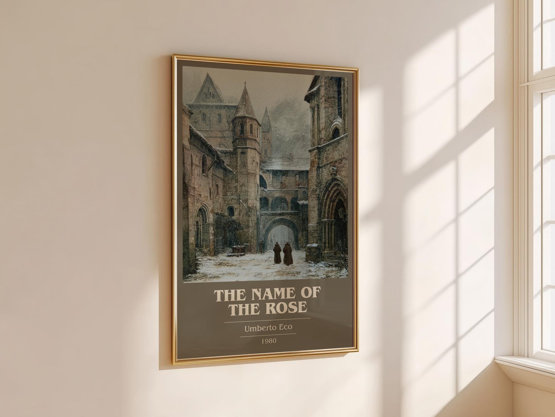 The Name of the Rose book cover book poster framed on wall – historical fiction wall art