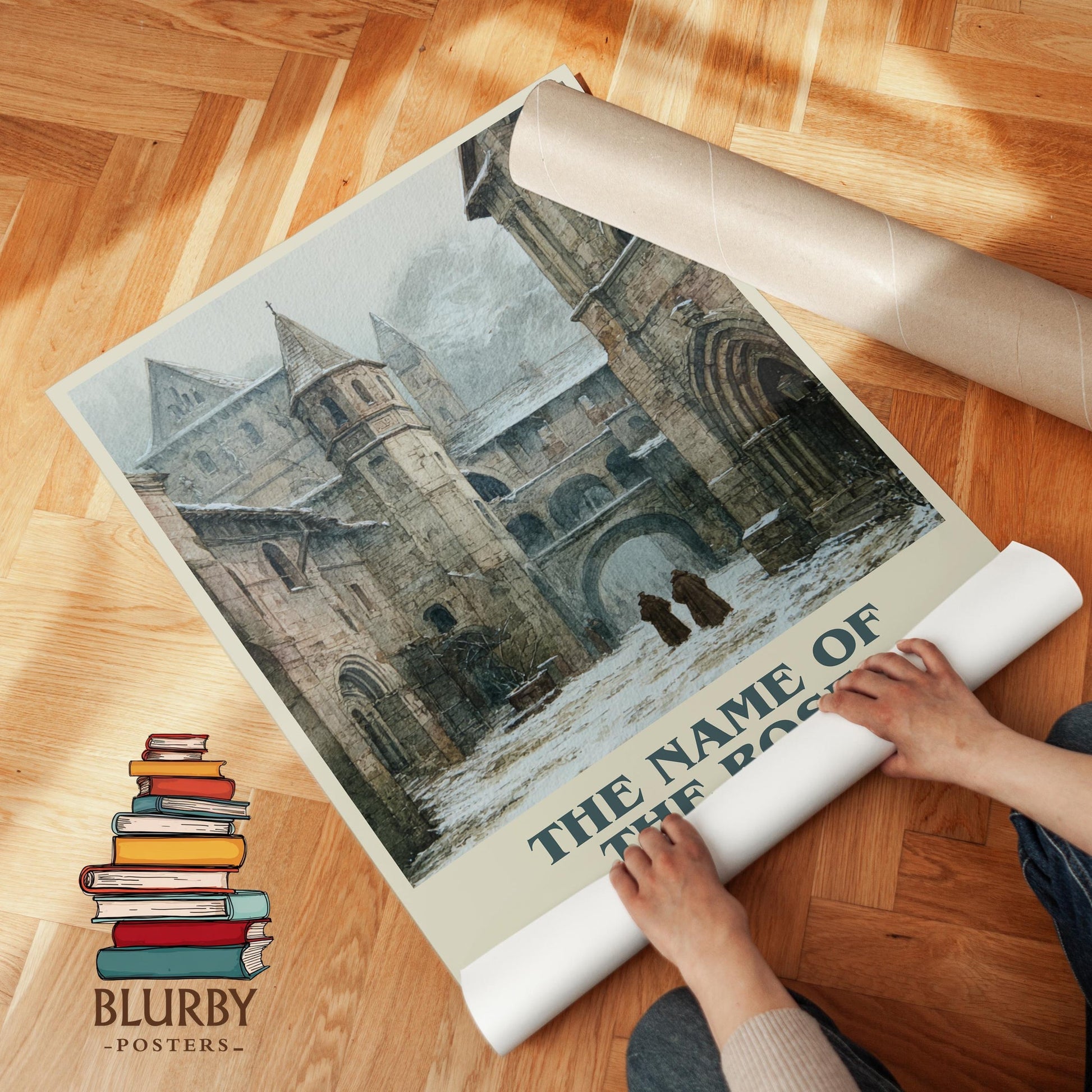 The Name of the Rose book poster packaging – museum-quality print rolled in protective tube