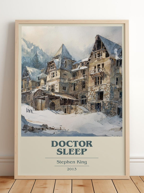 Doctor Sleep book cover print in frame leaning in hallway – horror wall art