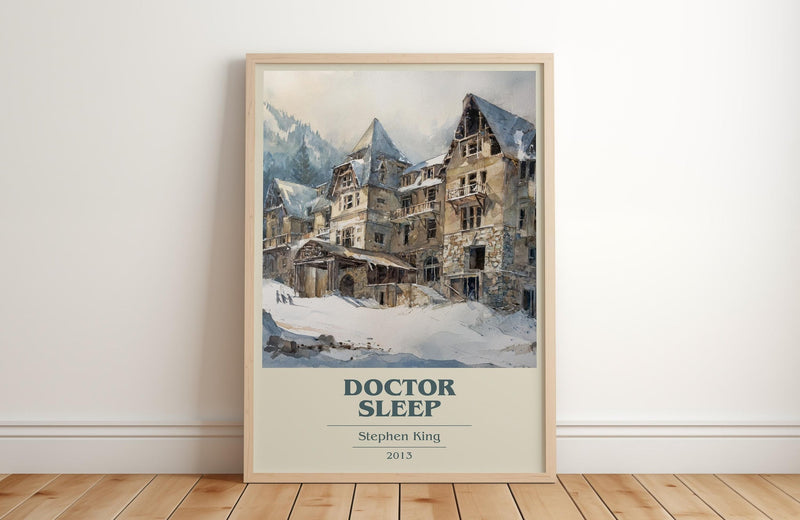 Doctor Sleep book cover print in frame leaning in hallway – horror wall art