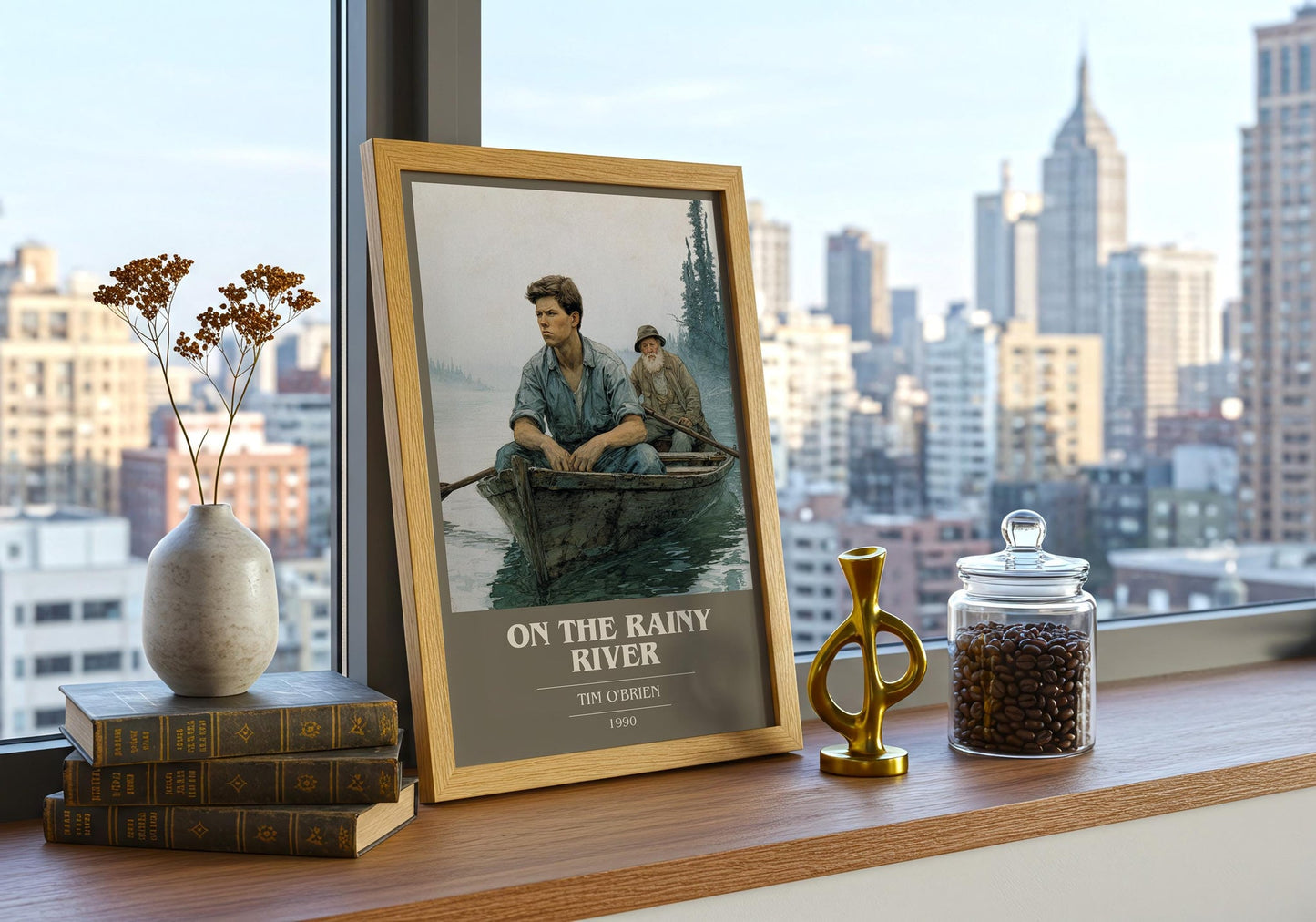 On The Rainy River book cover book poster framed on wall – non fiction wall art