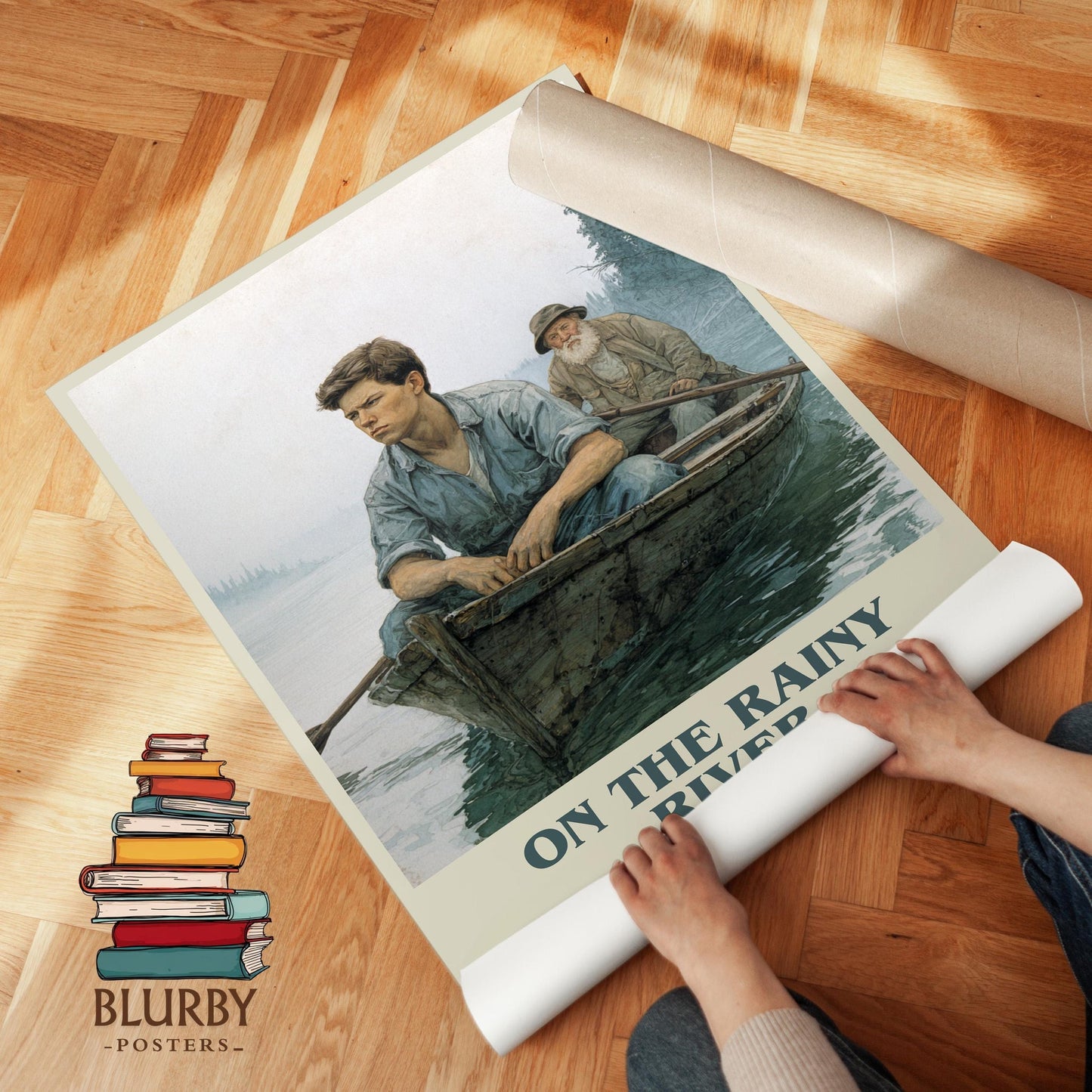 On The Rainy River book poster packaging – museum-quality print rolled in protective tube