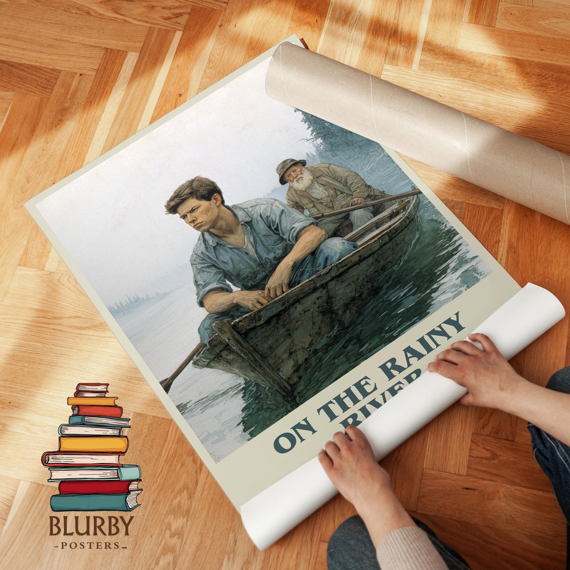 On The Rainy River book poster packaging – museum-quality print rolled in protective tube