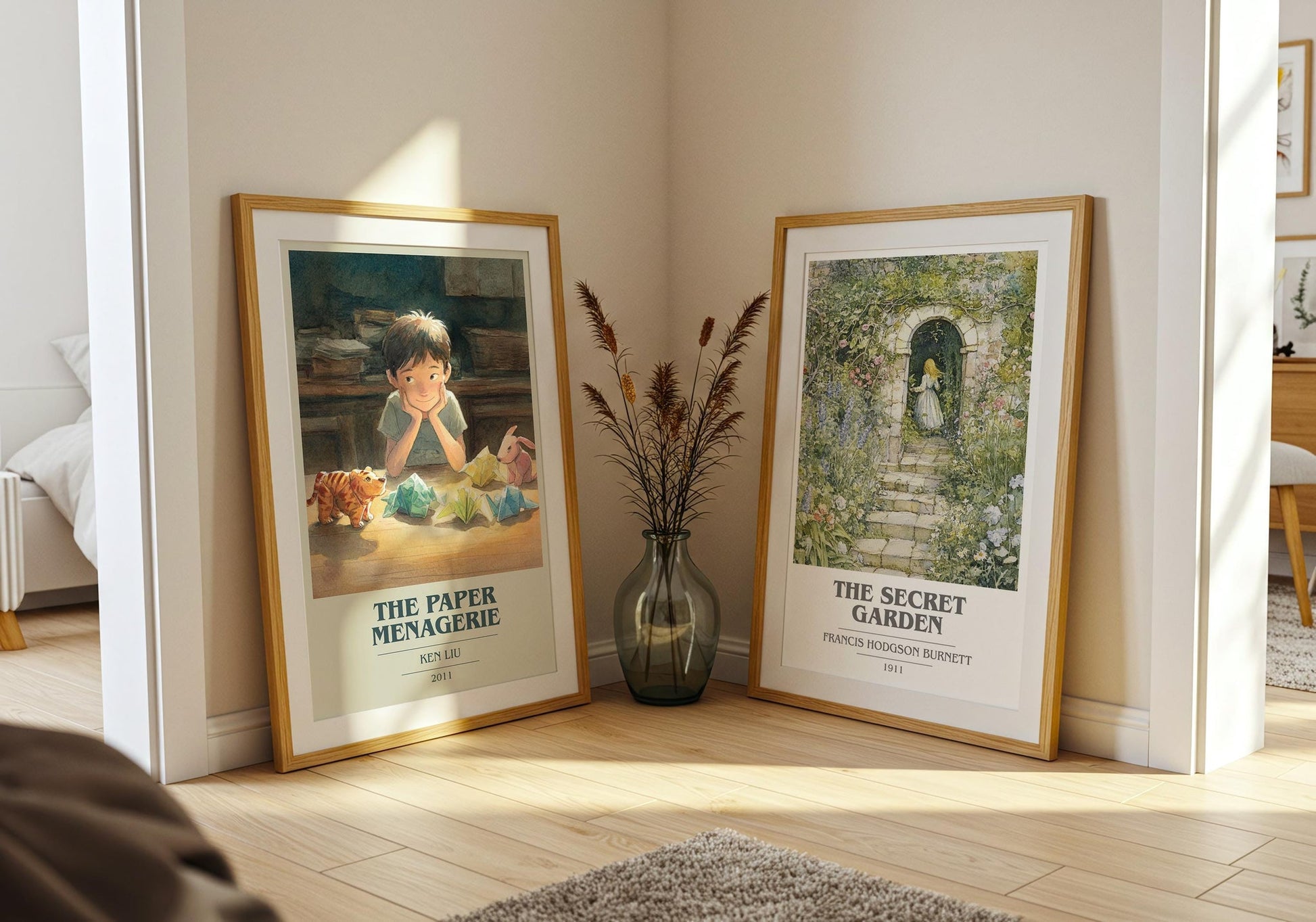 The Paper Menagerie book cover poster paired in gallery wall – literary art prints