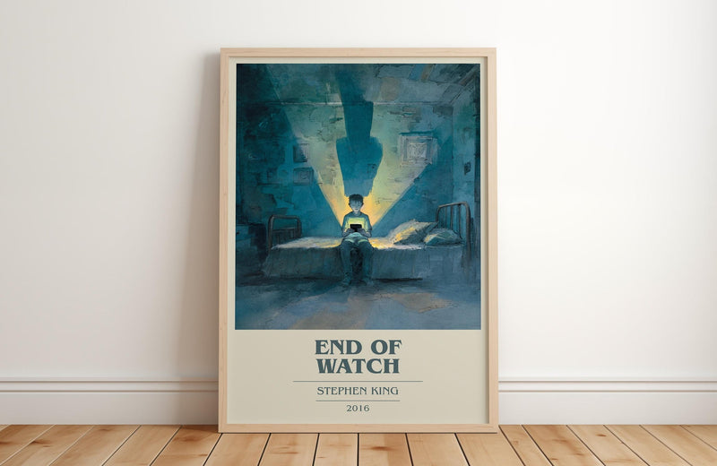 End of Watch book cover print in frame leaning in hallway – horror wall art