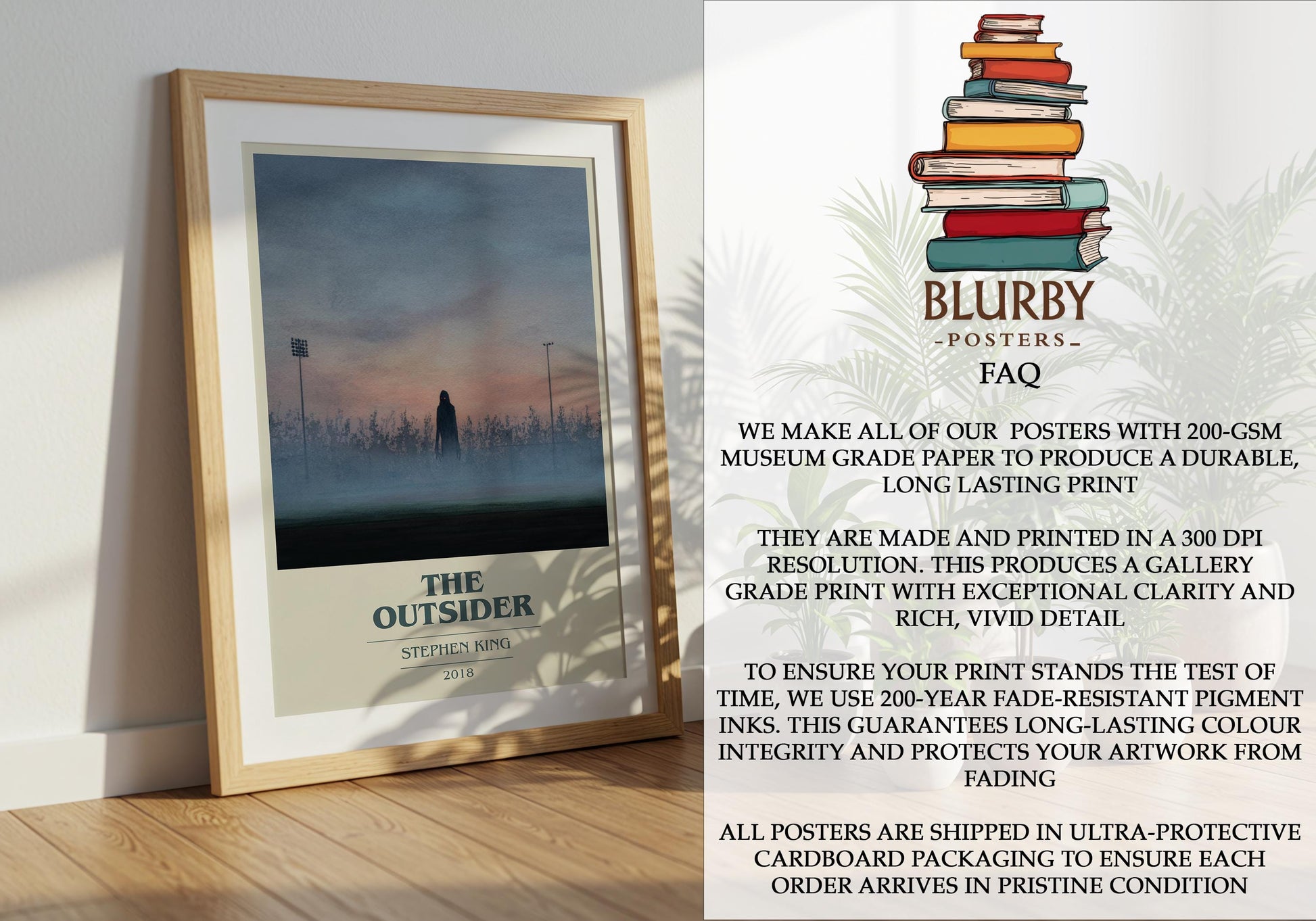 The Outsider by Stephen King | Book Poster | Literary Art Gift For Book Lover | Novel Inspired Wall Art | Free Delivery