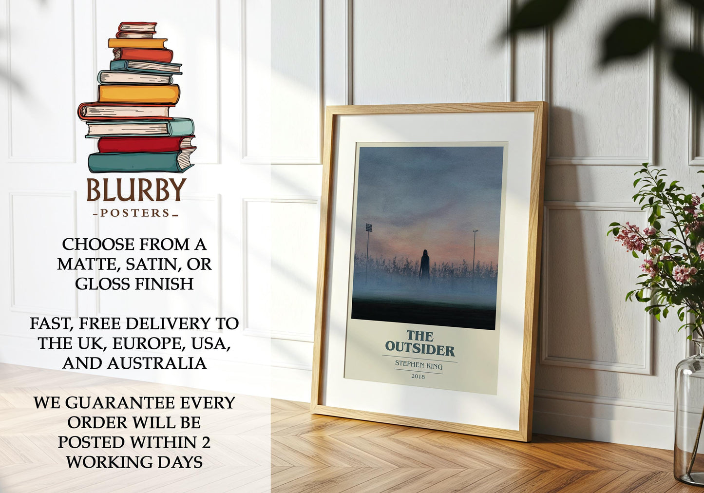 The Outsider by Stephen King | Book Poster | Literary Art Gift For Book Lover | Novel Inspired Wall Art | Free Delivery