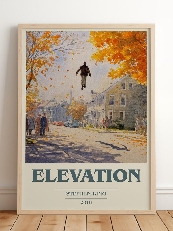 Elevation book cover print in frame leaning in hallway – horror wall art