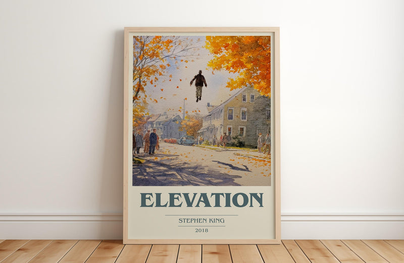 Elevation book cover print in frame leaning in hallway – horror wall art