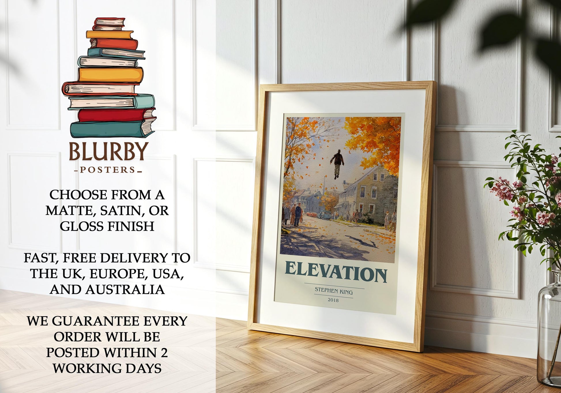 Elevation by Stephen King | Book Poster | Literary Art Gift For Book Lover | Novel Inspired Wall Art | Free Delivery