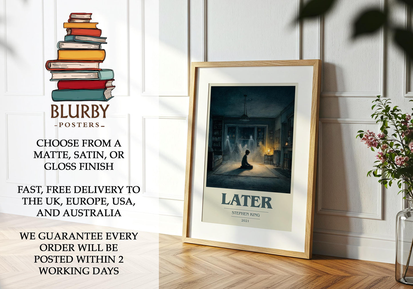Later by Stephen King | Book Poster | Literary Art Gift For Book Lover | Novel Inspired Wall Art | Free Delivery