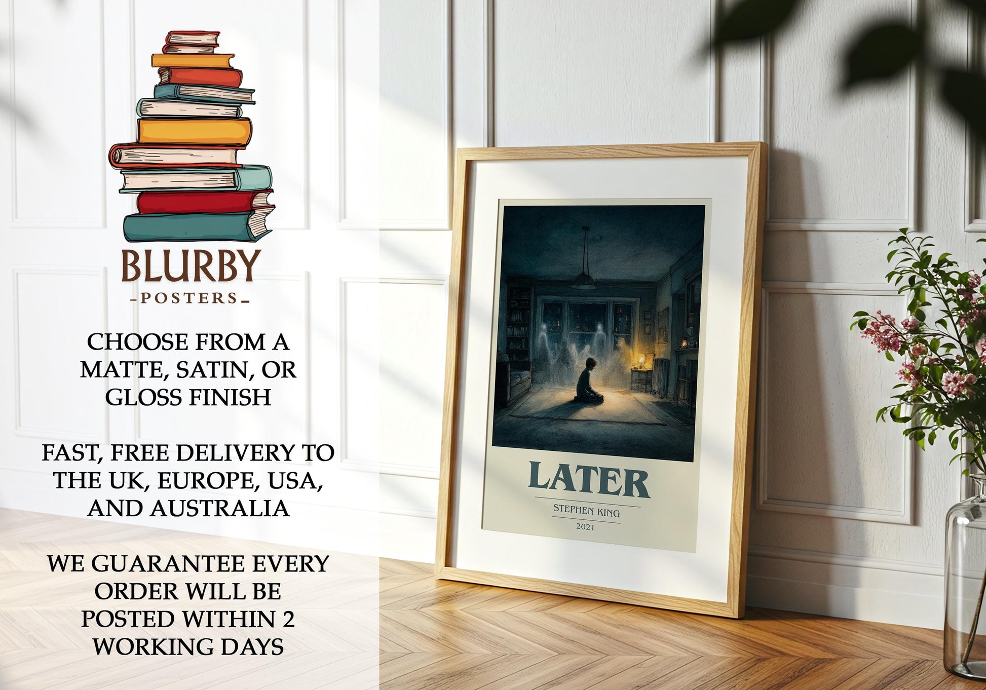 Later by Stephen King | Book Poster | Literary Art Gift For Book Lover | Novel Inspired Wall Art | Free Delivery