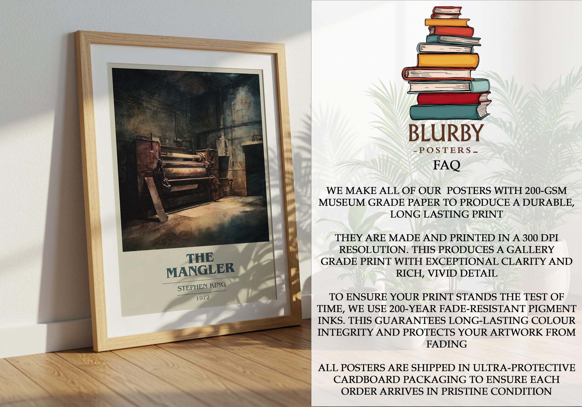 The Mangler by Stephen King | Book Poster | Literary Art Gift For Book Lover | Novel Inspired Wall Art | Free Delivery