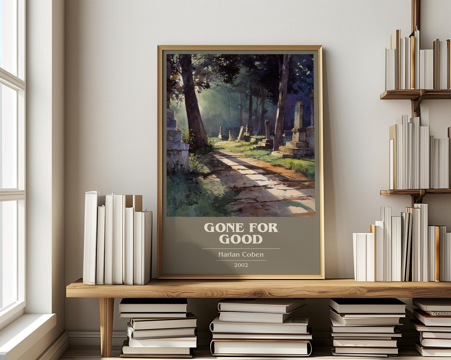 Gone for Good book cover print on bookshelf – Harlan Coben fan gift