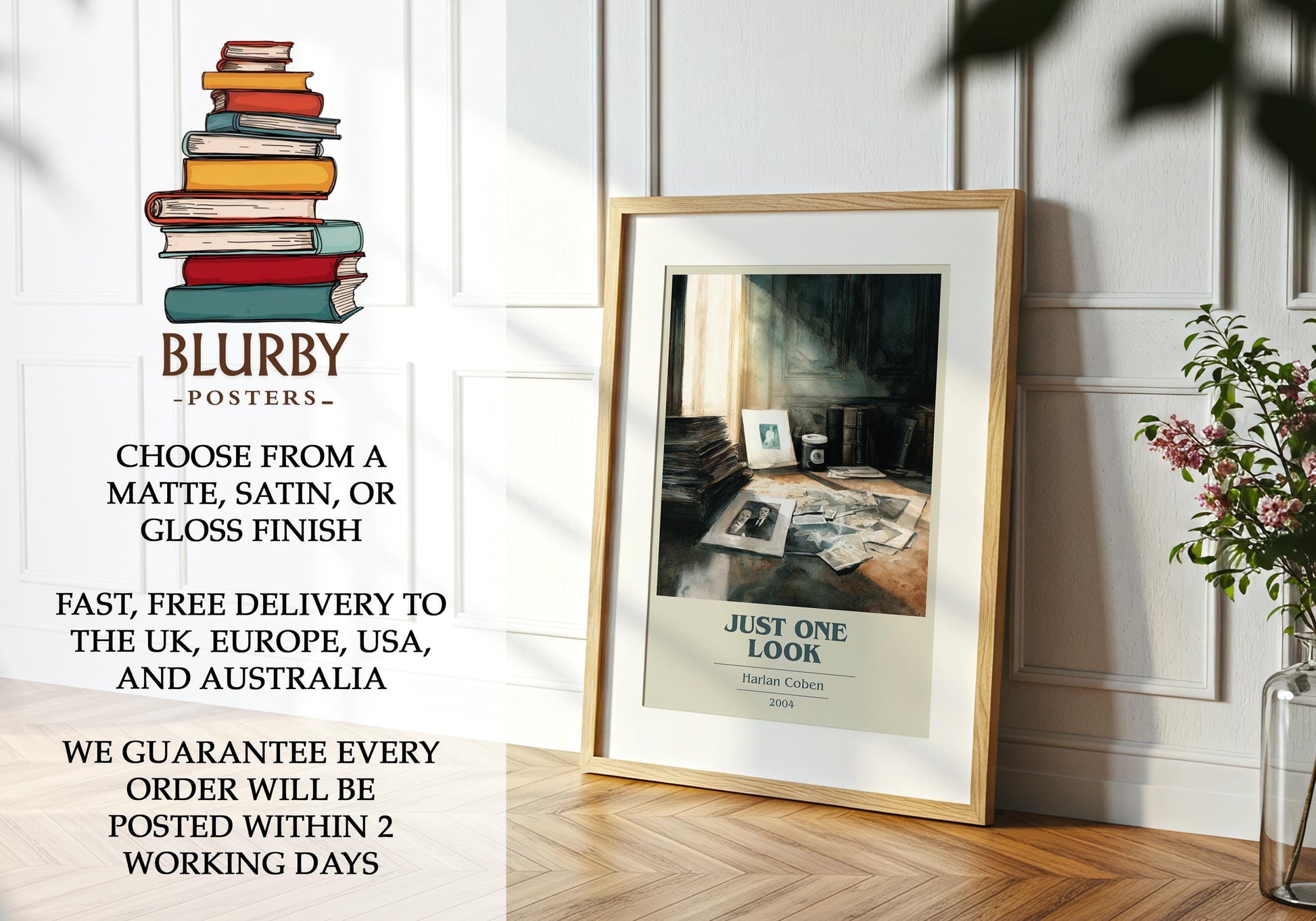 Just One Look by Harlan Coben | Book Poster | Literary Art Gift For Book Lover | Novel Inspired Wall Art | Free Delivery