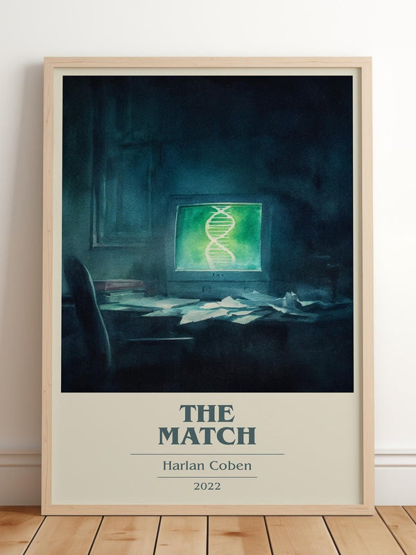 The Match book cover print in frame leaning in hallway – thriller wall art