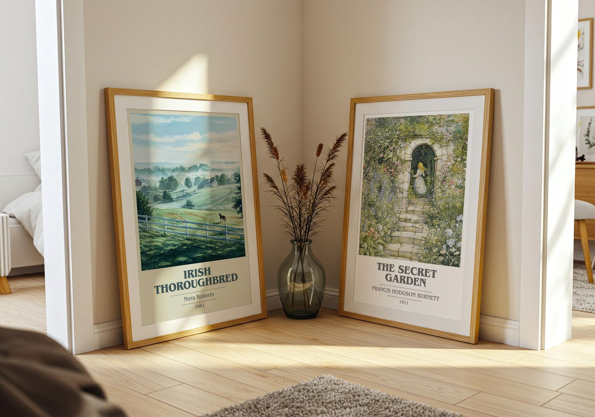 Irish Thoroughbred book cover poster paired in gallery wall – literary art prints