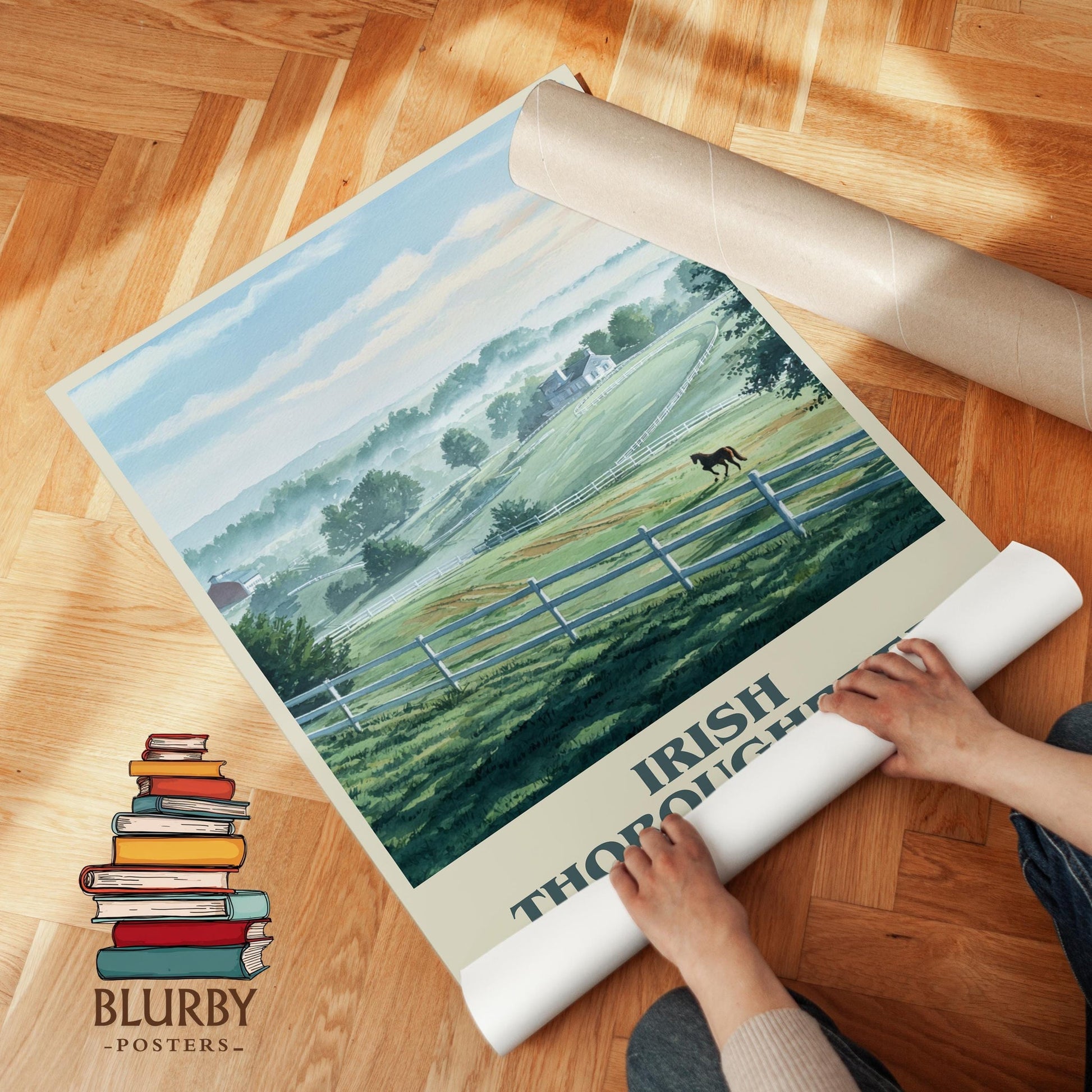 Irish Thoroughbred book poster packaging – museum-quality print rolled in protective tube