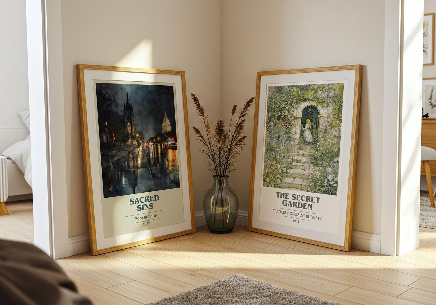 Sacred Sins book cover poster paired in gallery wall – literary art prints