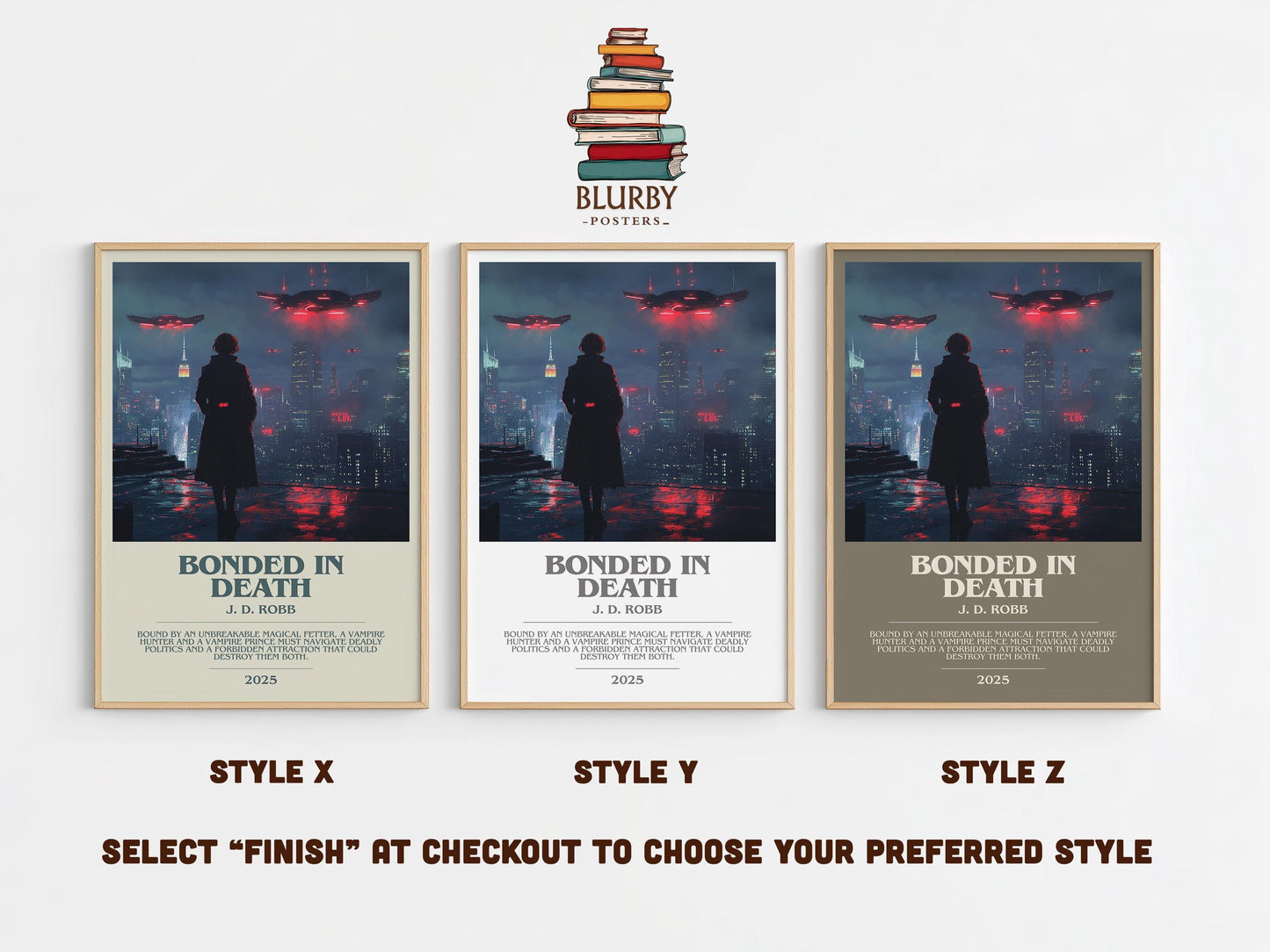 Bonded in Death bookish poster colour and style options – J. D. Robb book art