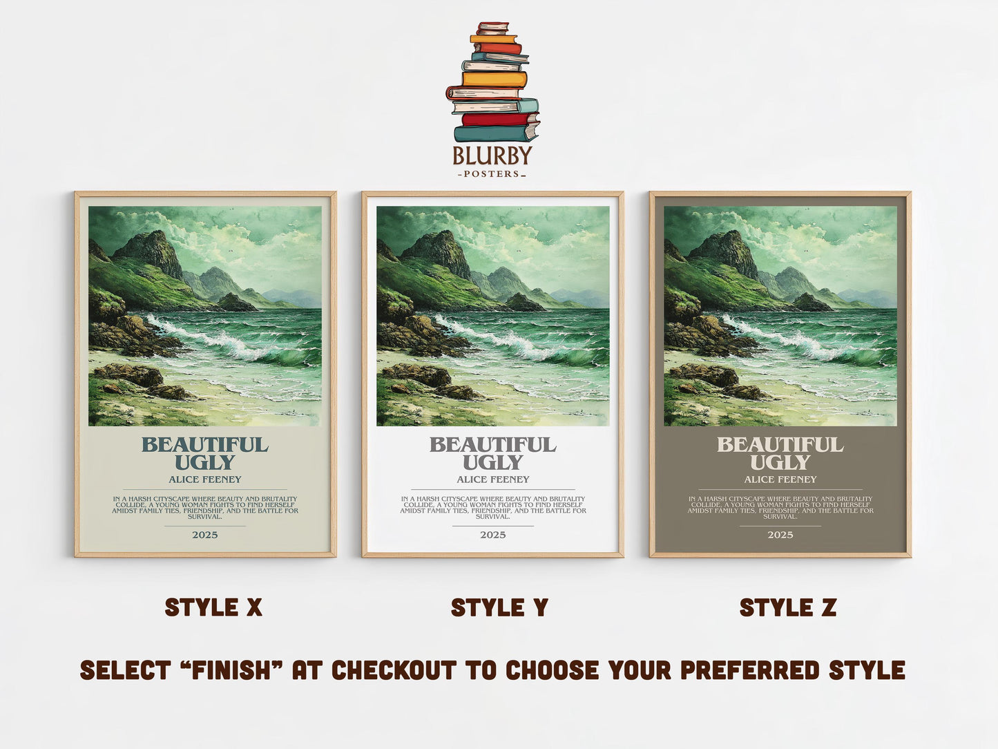 Beautiful Ugly by Alice Feeney | Descriptive Modern Book Art | Poster