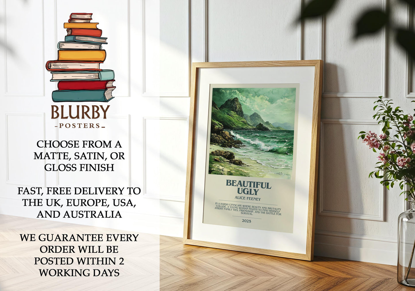 Beautiful Ugly by Alice Feeney | Descriptive Modern Book Art | Poster