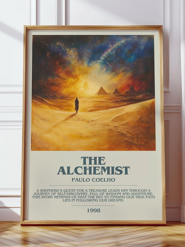 The Alchemist bookish print in frame leaning in hallway – adventure wall art